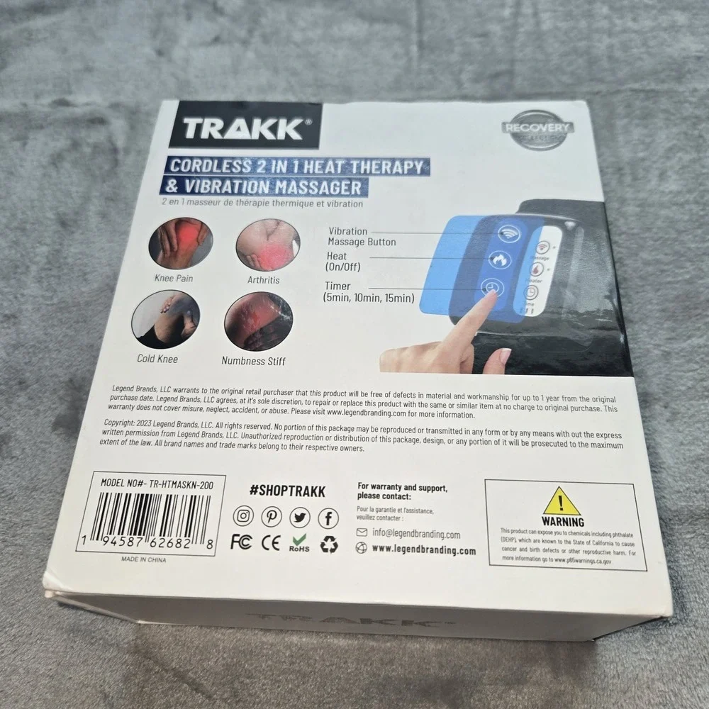 New! TRAKK Cordless 2 In 1 Heat Therapy and Vibration Massager,  Black One Size